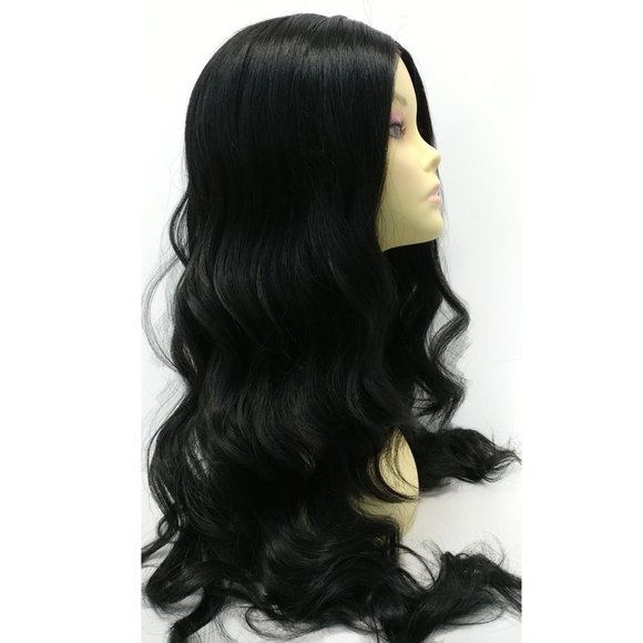 Lace front black long wavy wig main image 6